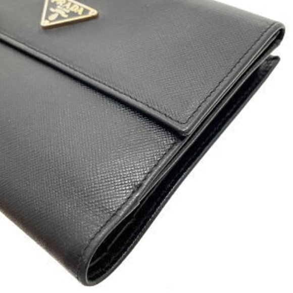 Prada Wallet Triangle Saffiano Leather Black Bifold Medium NERO - Picture 5 of 8